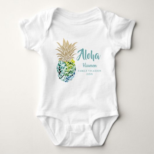 Aloha Tropical Pineaple Family Vacation Custom Baby Strampler (Vorderseite)