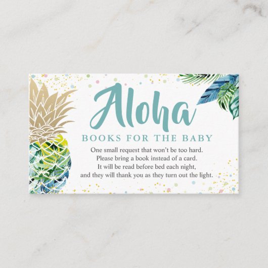 Aloha Tropical Pineappy Baby Shower Buchanfrage Begleitkarte (Vorderseite)