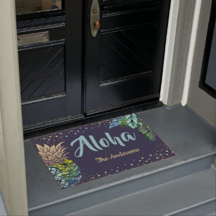 Aloha Tropical Pineapse Beach Familienname Fußmatte