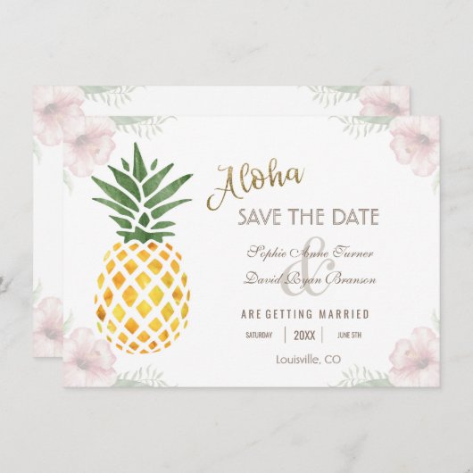 Aloha Tropical Pineapse Beach SAVE THE DATE (Vorne/Hinten)