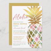 Aloha Tropical Pineapse Gold Leaf Brautparty Einladung (Vorne/Hinten)