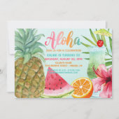 Aloha Tropical Pineapse Summer Luau Birthday Einladung (Vorderseite)