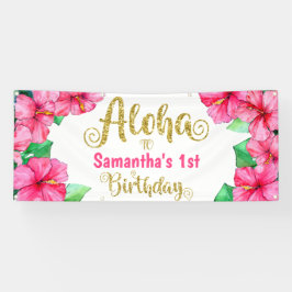 Aloha Tropical Pink Gold Geburtstagsparty Banner