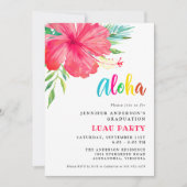 Aloha Tropical Pink Hibiskus Luau Graduierungspart Einladung (Vorderseite)