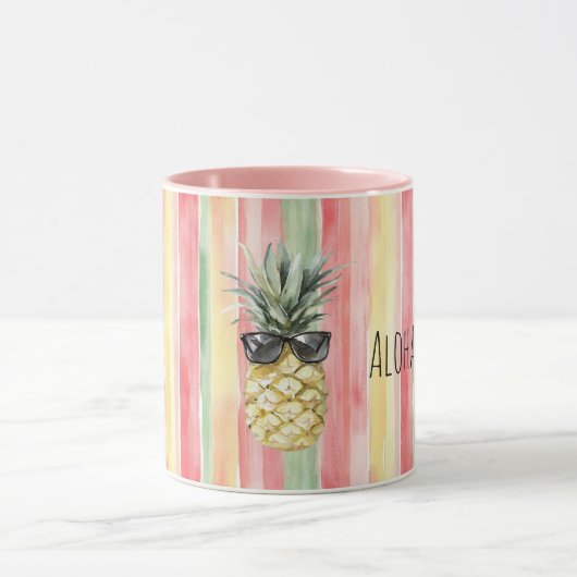 Aloha Tropical Pink Mint Yellow Green Pineapple Tasse (Zentrum)