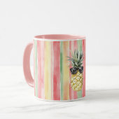 Aloha Tropical Pink Mint Yellow Green Pineapple Tasse (Vorderseite Links)