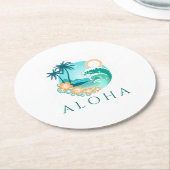 Aloha Tropical Runder Pappuntersetzer (Angewinkelt)