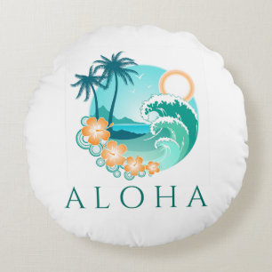 Aloha Tropical Rundes Kissen
