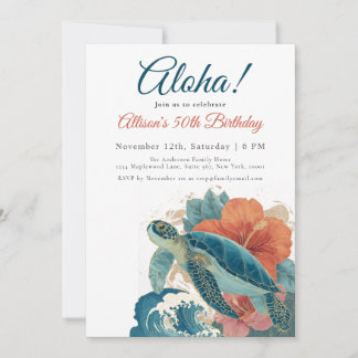 Aloha Tropical Sea Turtle Hawaiian Luau Birthday Einladung