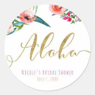 Aloha Tropical Summer Floral Brautparty Bevorzugun Runder Aufkleber