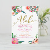 Aloha Tropical Summer Floral Brautparty Einladung (Stehend Vorderseite)