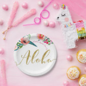 Aloha Tropical Summer Floral Brautparty Party Pappteller (Party)