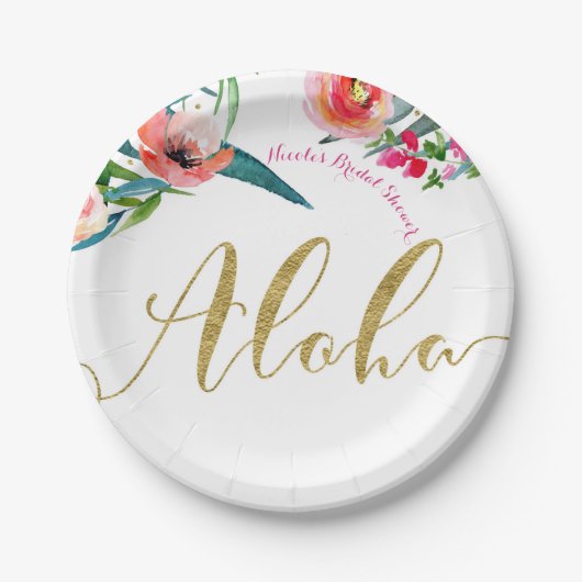 Aloha Tropical Summer Floral Brautparty Party Pappteller (Vorderseite)