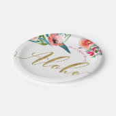 Aloha Tropical Summer Floral Brautparty Party Pappteller (Schrägansicht)