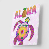 Aloha Tropical Turtle Quadratische Wanduhr (Winkel)