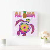 Aloha Tropical Turtle Quadratische Wanduhr (Zuhause)