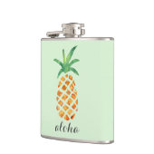 Aloha Tropical Watercolor Ananas Personalisiert Flachmann (Links)