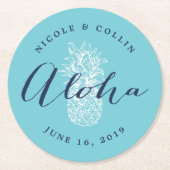 Aloha Tropical Watercolor Ananas Runder Pappuntersetzer (Vorderseite)