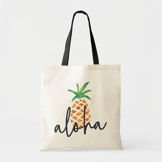 Aloha Tropical Watercolor Ananas Tragetasche (Vorne)