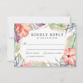 Aloha Tropical Watercolor Floral Wedding RSVP (Vorderseite)