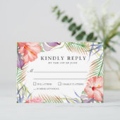 Aloha Tropical Watercolor Floral Wedding RSVP (Stehend Vorderseite)