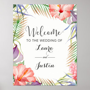 Aloha Tropical Wedding Willkommen Poster