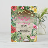 Aloha Tropical Wood Floral Blätter & Lights Bridal Einladung (Stehend Vorderseite)