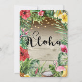 Aloha Tropical Wood Floral Blätter & Lights Bridal Einladung (Rückseite)