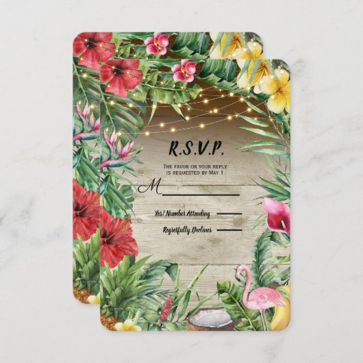 Aloha Tropical Wood Floral Blätter Lights UAWG RSVP Karte (Vorne/Hinten)