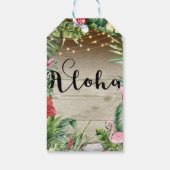 Aloha Tropical Wood Floral Blätter & Lights Weddin Geschenkanhänger (Rückseite)