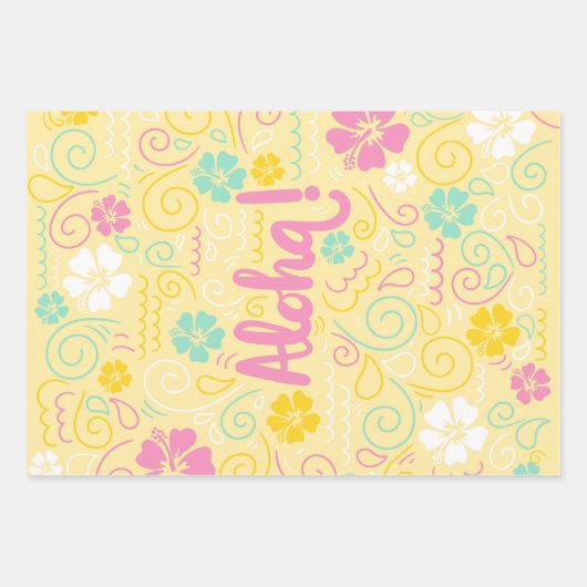 Aloha Tropical Wrapping Paper - Summer Party Vibes Geschenkpapier Set (Vorderseite 3)