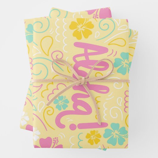 Aloha Tropical Wrapping Paper - Summer Party Vibes Geschenkpapier Set (Beispiel)
