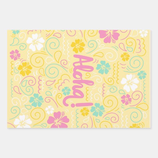 Aloha Tropical Wrapping Paper - Summer Party Vibes Geschenkpapier Set (Vorderseite)