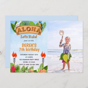 Aloha Tropical zum Geburtstag Einladung mit Foto