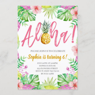 Aloha! Tropische Ananas-Girl-Geburtstagsparty Einladung