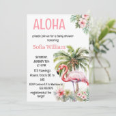 Aloha tropische Flamingo-Babydusche Einladung (Stehend Vorderseite)