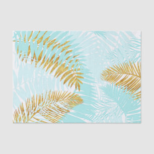Aloha-Tropische Goldmetallfolien-Aqua-Palmblätter Seidenpapier