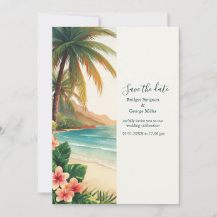 Aloha tropische Hawaii-Strand Palm Küstenhochzeit Einladung