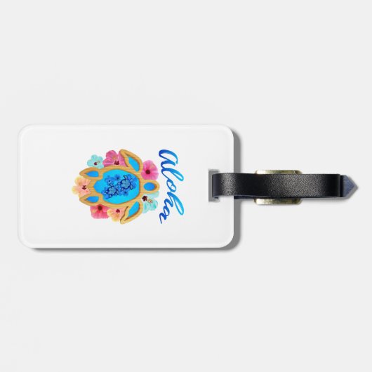 Aloha tropische Honu Meeresschildkröte Gepäckanhänger (Rückseite horizontal)