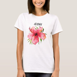 Aloha tropische Insel-Paradies-Palmen und Blumen T-Shirt