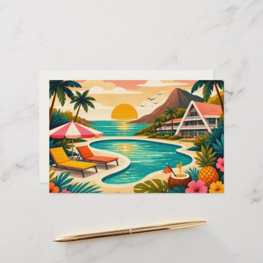 Aloha tropische Kunst leer Briefpapier (Vorderseite/Rückseite Beispiel)