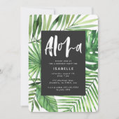 Aloha tropische Palmenblätter & SkriptParty Einlad Save The Date (Vorderseite)