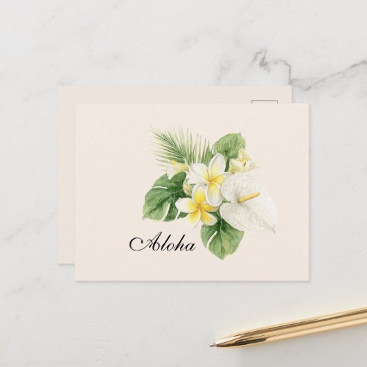 Aloha Tropische Plumerienblumen Postkarte (Vorderseite/Rückseite Beispiel)