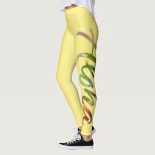 Aloha - Tropische Schrift - Natur Hawaii Gelb Leggings