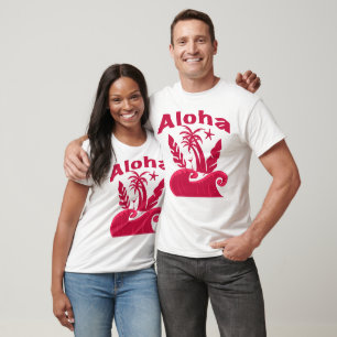 Aloha Tropische Wellenstrand Illustration T-Shirt