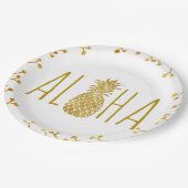 Aloha tropischer Ananas Pappteller (Schrägansicht)