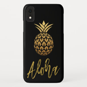 Aloha Tropischer Ananas Schwarz-Gold-Fossil Case-Mate iPhone Hülle