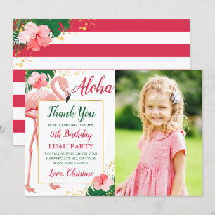 Aloha-Tropischer-Flamingo-Rosa-Blumen-Geburtstagsf Dankeskarte