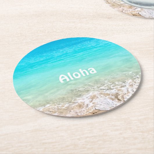 Aloha tropischer Hawaiianischer Ozean  Runder Pappuntersetzer (Angewinkelt)
