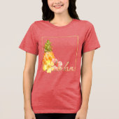Aloha Tropischer Hibiskus Ananas Tri-Blend Shirt (Vorderseite)